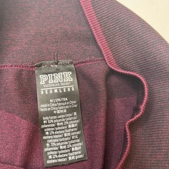 PINK Victoria's Secret Burgundy Matching Sports Bra And Leggings Set Size Medium - Picture 5 of 16